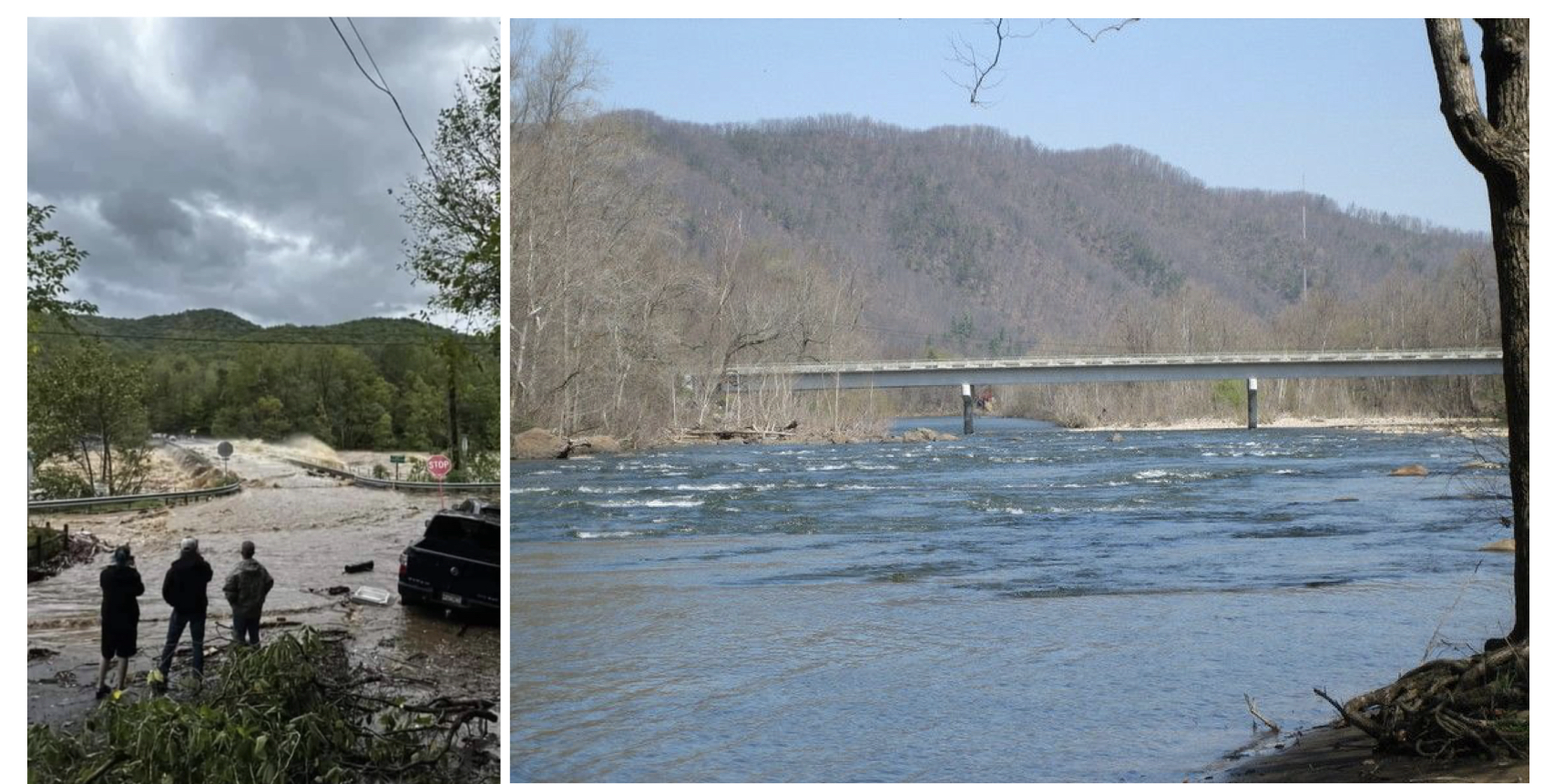 Figure 1: &ldquo;Bridge in Erwin, TN Washed Away&rdquo; by The Trek